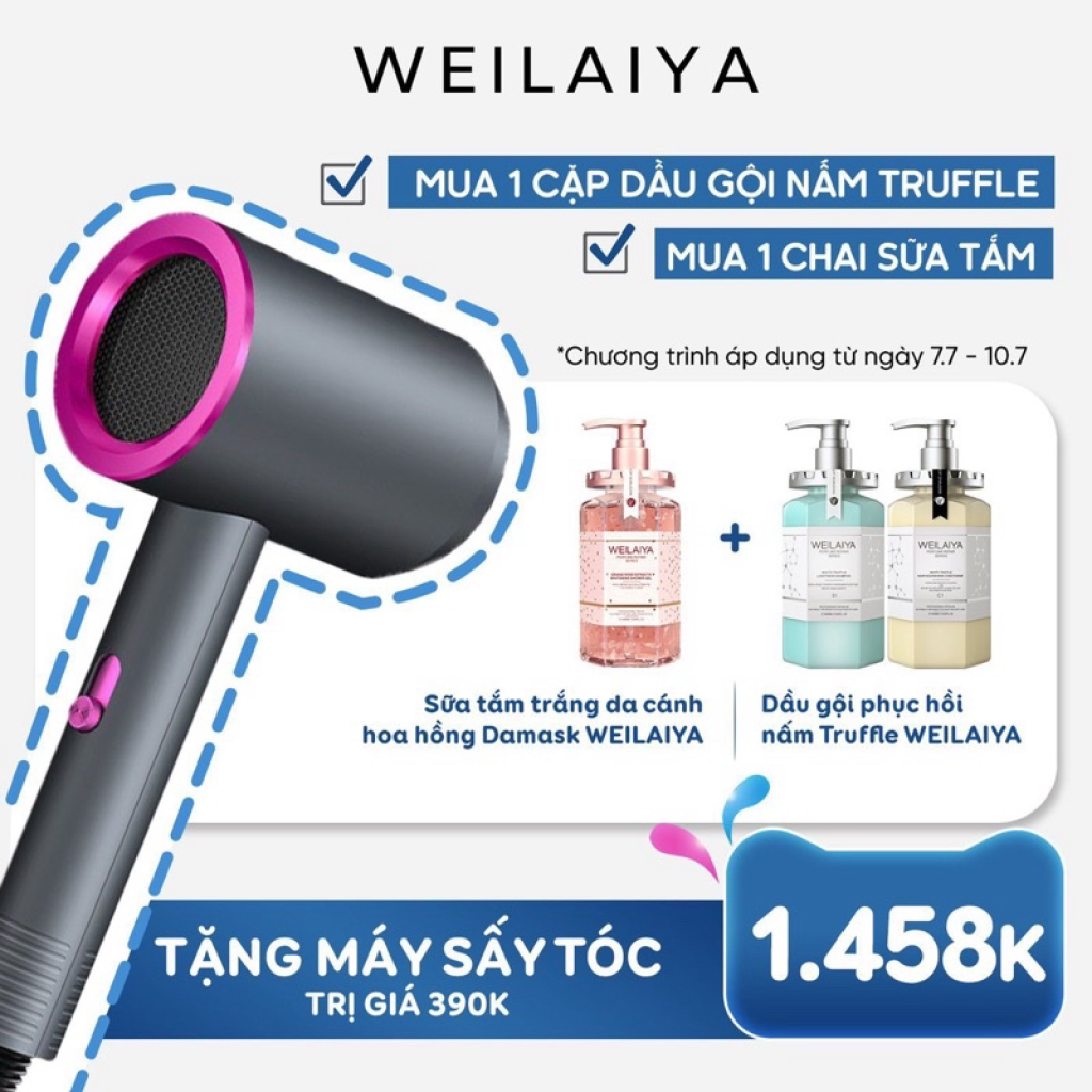 ComBo Sữa Tắm Và Dầu Gội Phục Hồi WEILAIYA Tặng Ngay Máy Sấy Xịn Sò