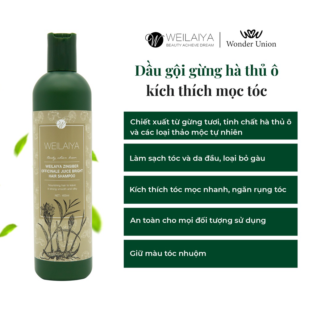 Dầu Gội Weilaiya Hỗ Trợ Mọc Tóc Nhanh Hạn Chế Rụng Tóc Tinh Chất Gừng Và Hà Thủ Ô Dành Cho Da Khô Gàu Nấm Ngứa 400ml