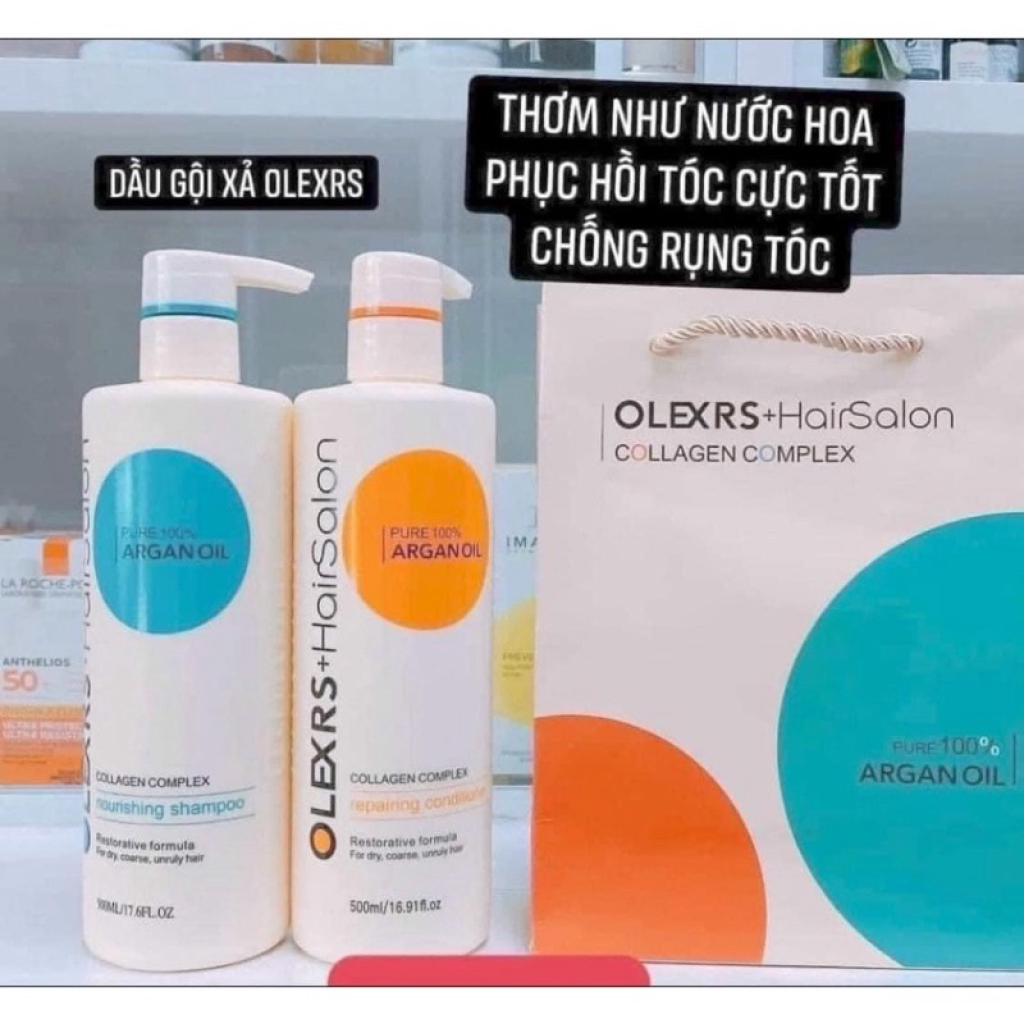 Dầu Gội Và Dầu Xả Cao Cấp Olexrs Argan Oil Hair Salon Collagen Complex-500ML