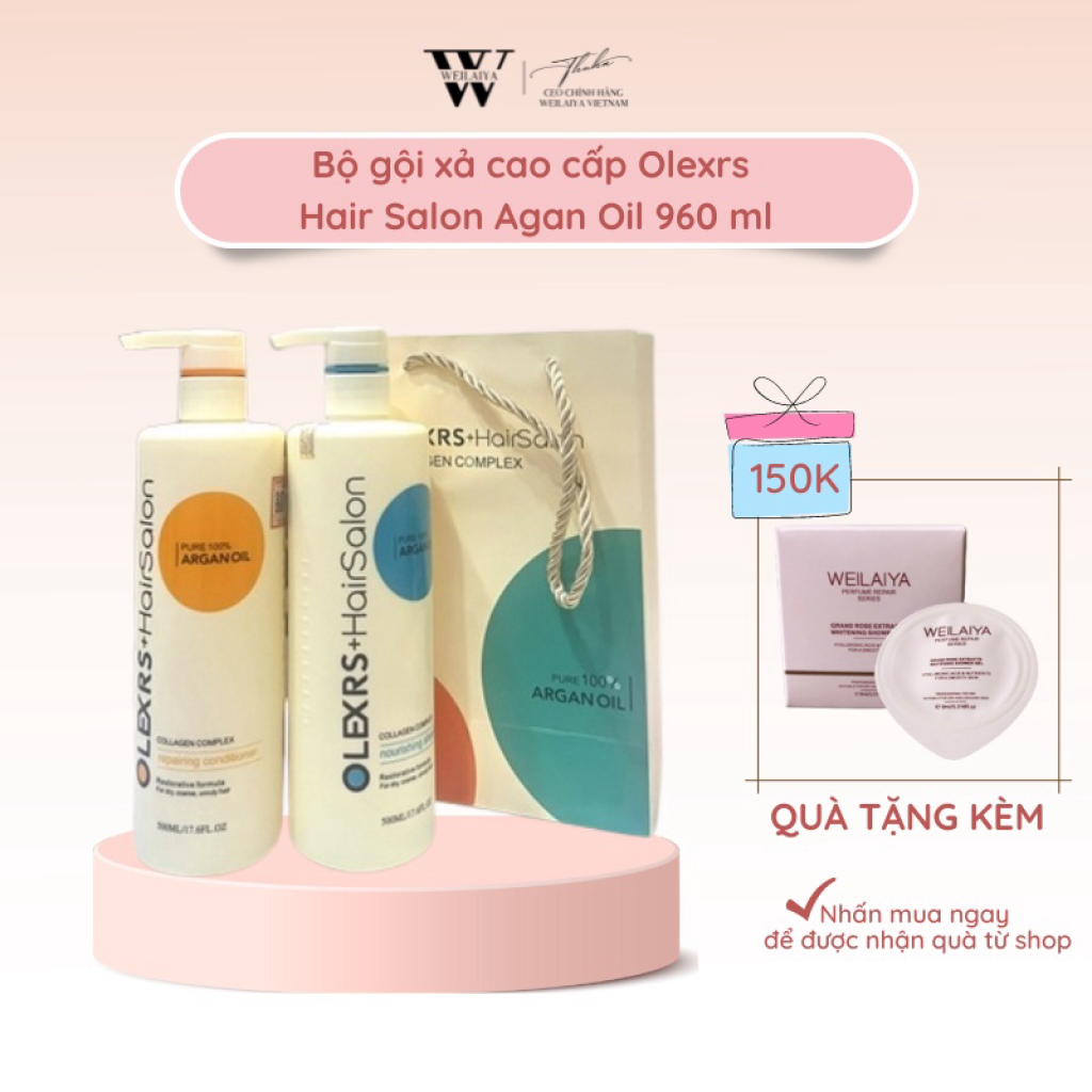 Dầu Gội Xả Olexrs Argan Oil Collagen Hair Salon Cao Cấp 960ml