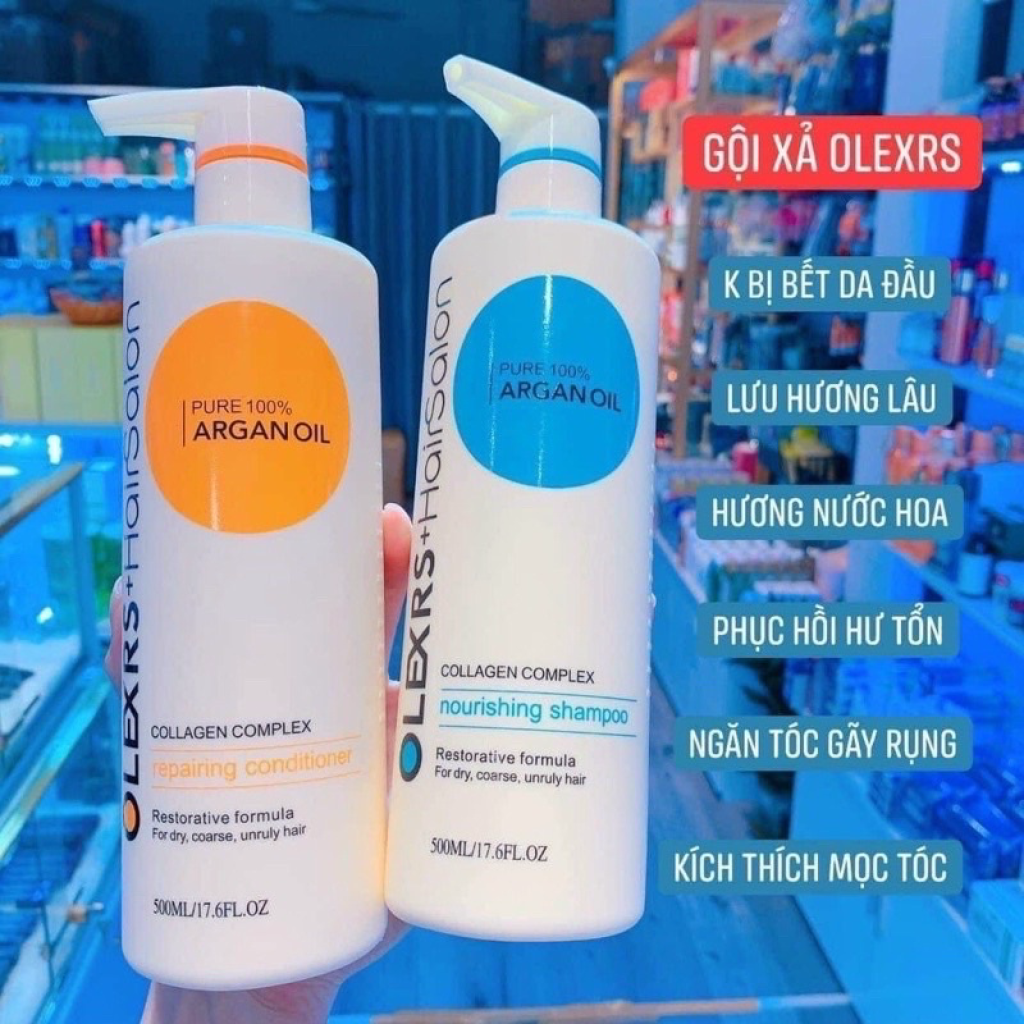 Dầu Gội Xả Olexrs Argan Oil Collagen Hair Salon Cao Cấp 960ml