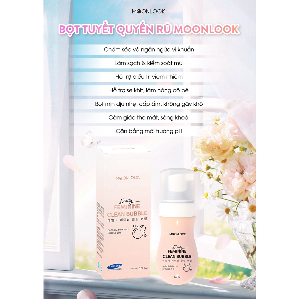 Dung Dịch Vệ Sinh Hàng Kiểu Bọt Tuyết Moonlook Chai 150ml Nhập Khẩu Hàng Quốc