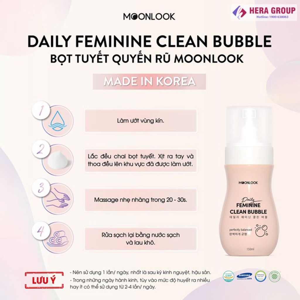 Dung Dịch Vệ Sinh Hàng Kiểu Bọt Tuyết Moonlook Chai 150ml Nhập Khẩu Hàng Quốc