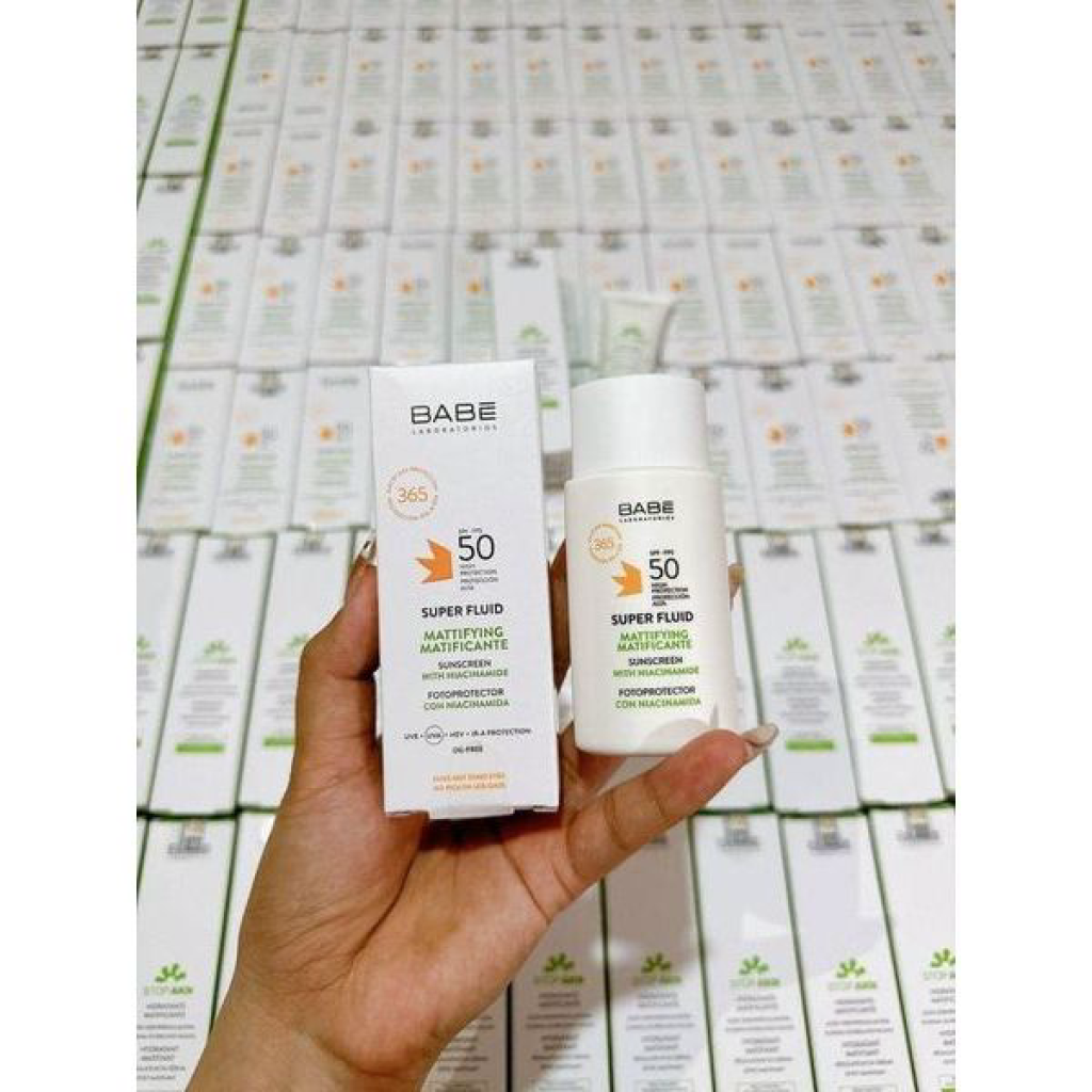 kem Chống Nắng Babe Super Fluid Mattifying sunscreen Spf 50 Phổ rộng Kiềm Soát Dầu 50ml