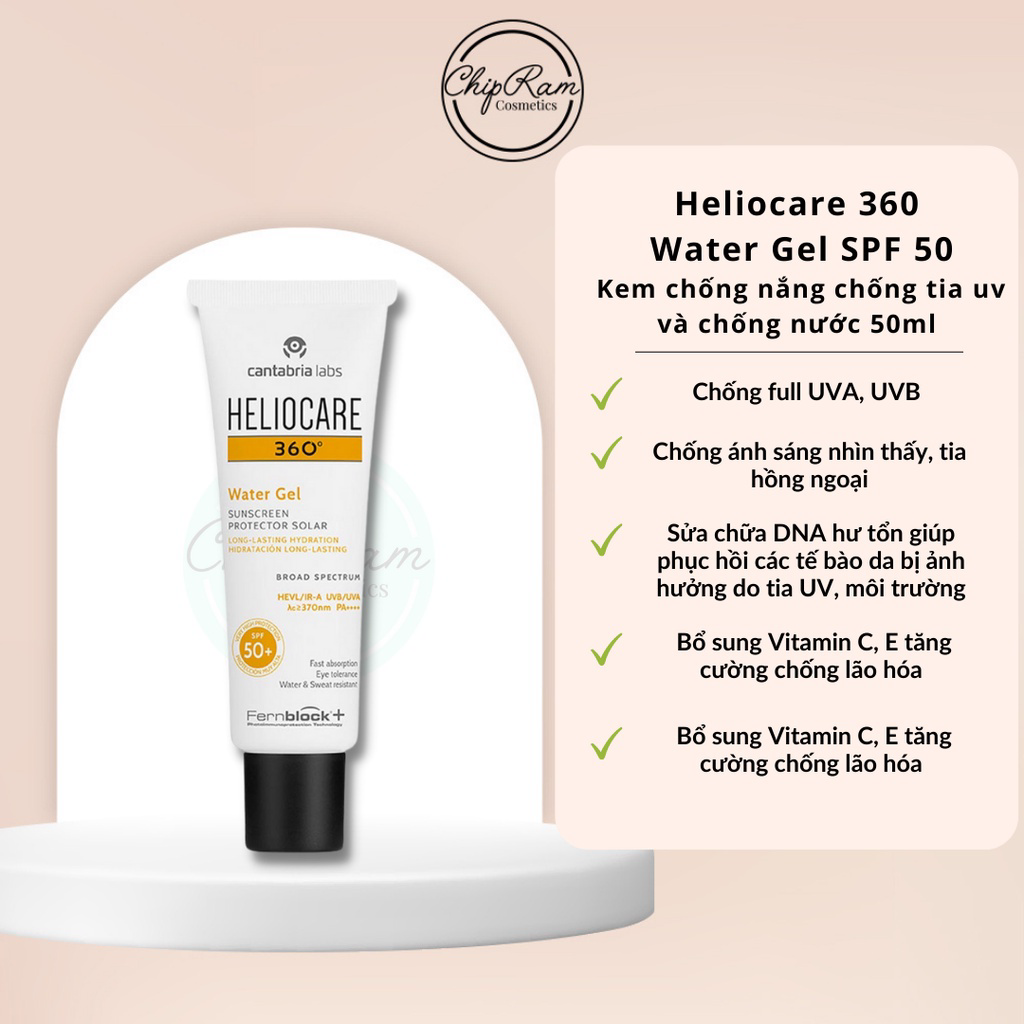 Kem Chống Nắng Heliocare 360 Water Gel Spf 50 Chống Tia Uv Và Chống Nước 50ml