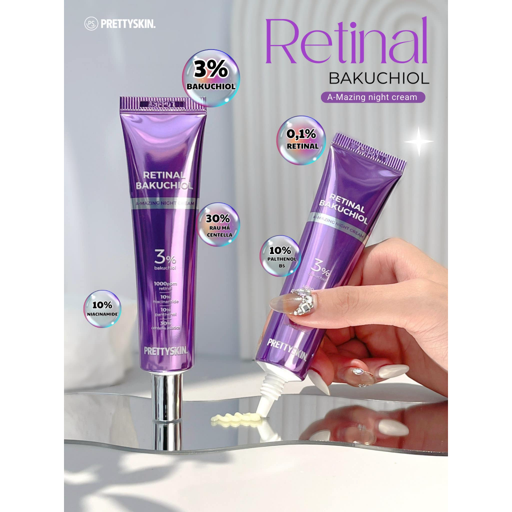 Kem Dưỡng Prettyskin Retinal Bakuchiol A-Mazing Night Cream Dưỡng Trắng Tái Tạo Da