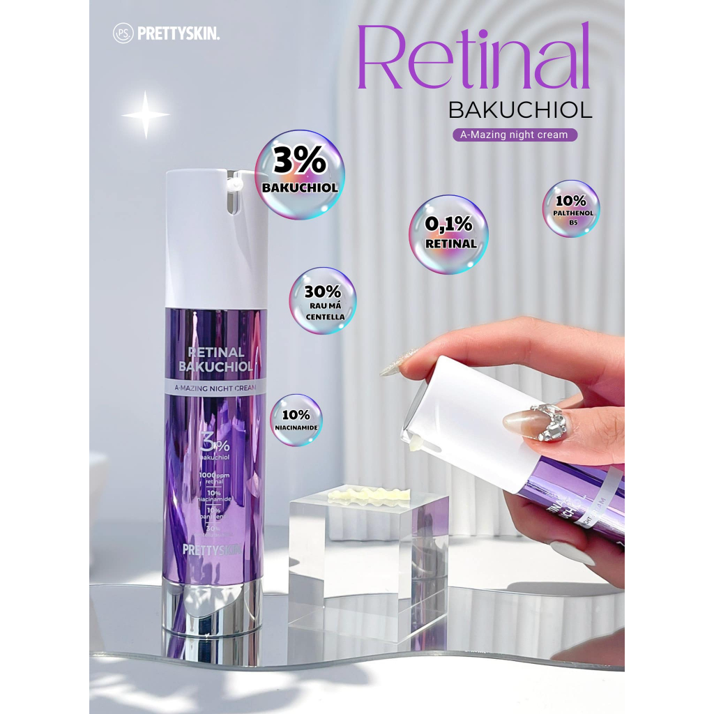 Kem Dưỡng Prettyskin Retinal Bakuchiol A-Mazing Night Cream Dưỡng Trắng Tái Tạo Da