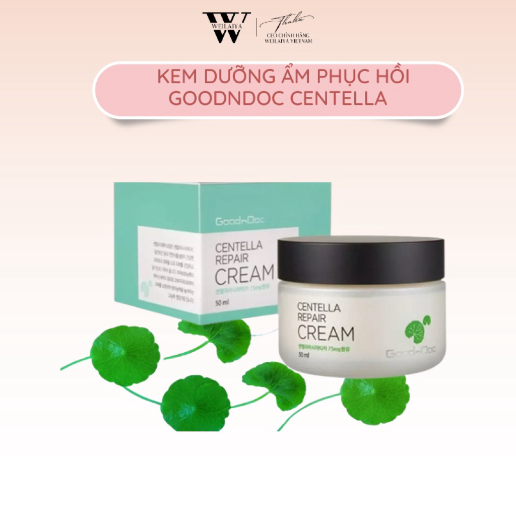 Kem Rau má Goodndoc Centella Repair Cream Serum Dưỡng Ẩm Phục Hồi Giảm Thâm Nám Trắng sáng Da