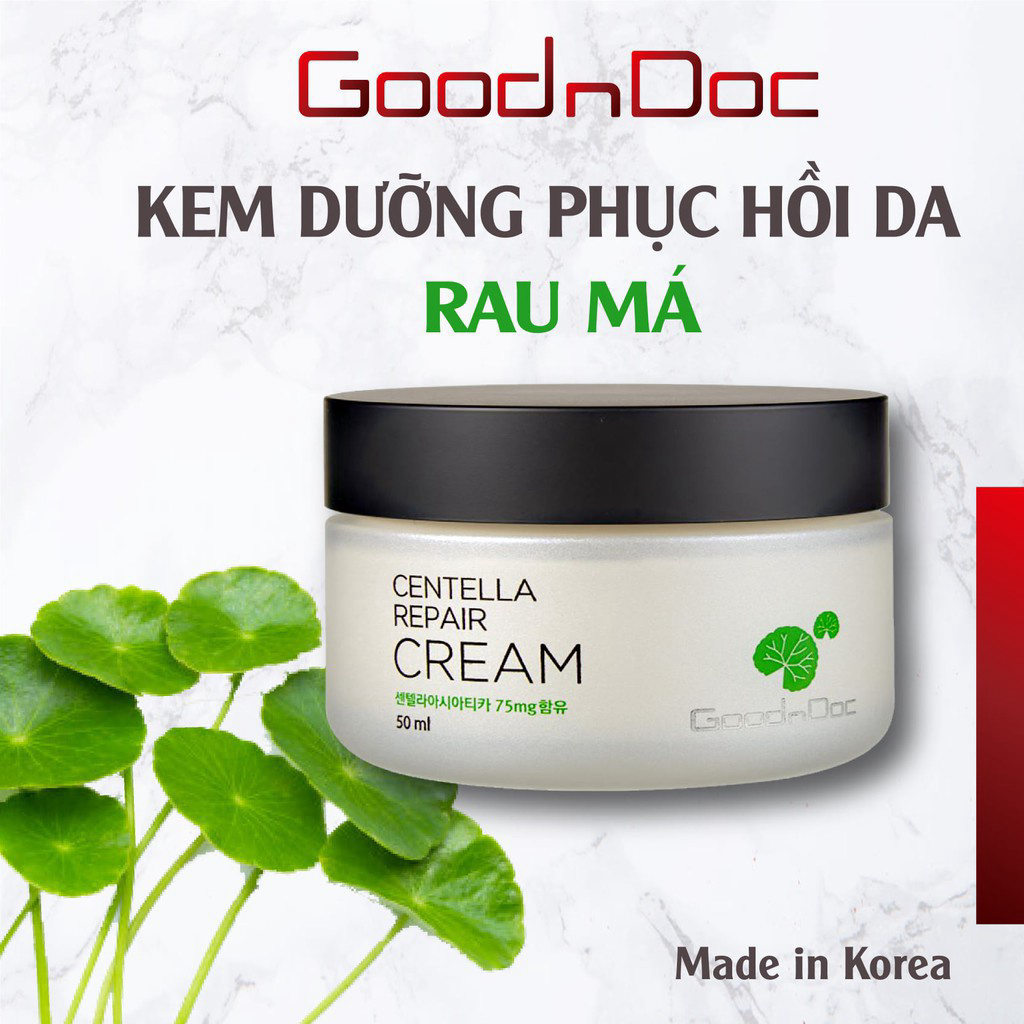 Kem Rau má Goodndoc Centella Repair Cream Serum Dưỡng Ẩm Phục Hồi Giảm Thâm Nám Trắng sáng Da