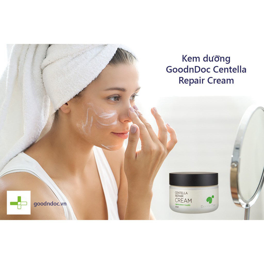 Kem Rau má Goodndoc Centella Repair Cream Serum Dưỡng Ẩm Phục Hồi Giảm Thâm Nám Trắng sáng Da