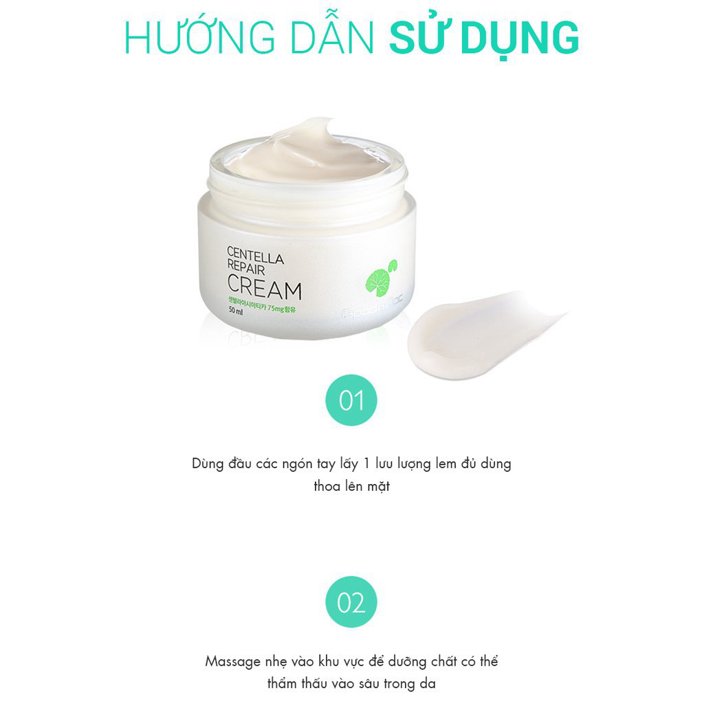 Kem Rau má Goodndoc Centella Repair Cream Serum Dưỡng Ẩm Phục Hồi Giảm Thâm Nám Trắng sáng Da