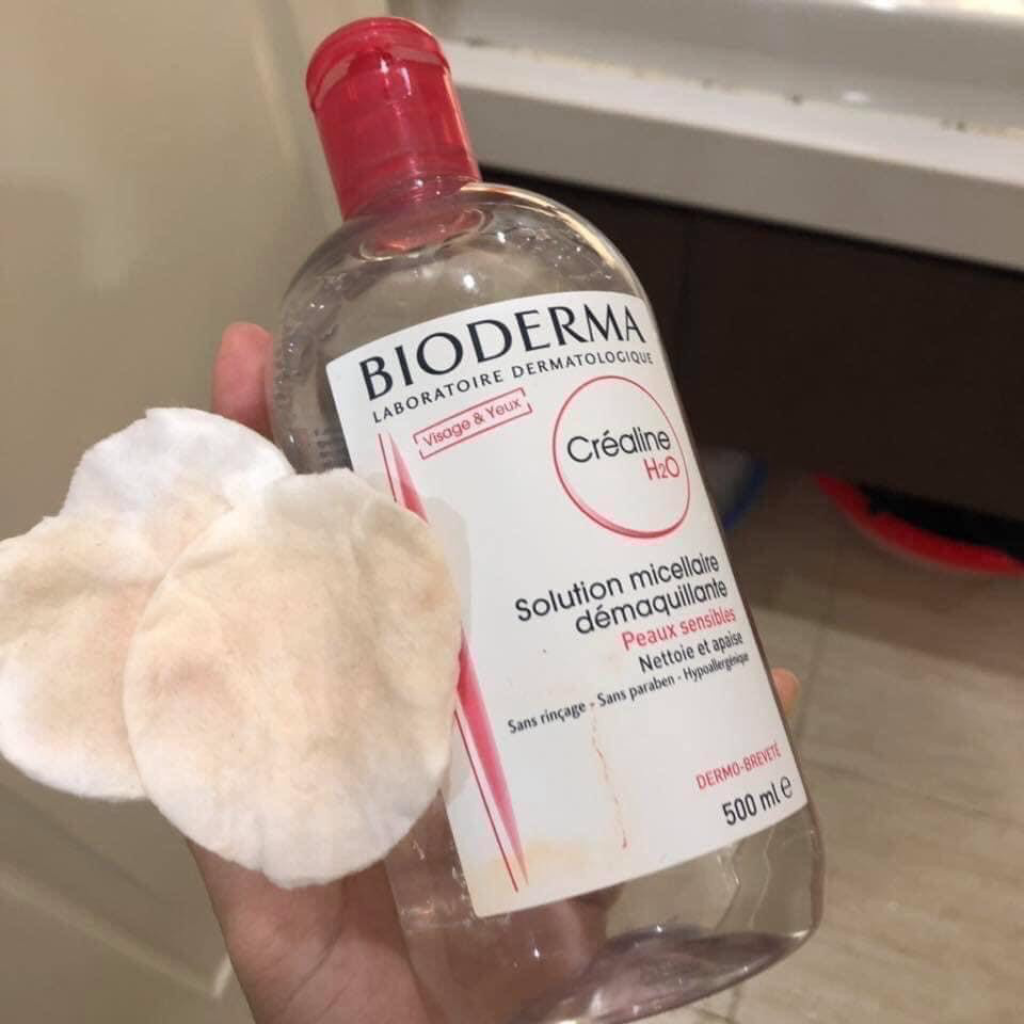 Nước Tẩy Trang Bioderma Crealine H2O Nắp Nhấn Màu Hồng Dành Cho Mọi Dạ 500ml
