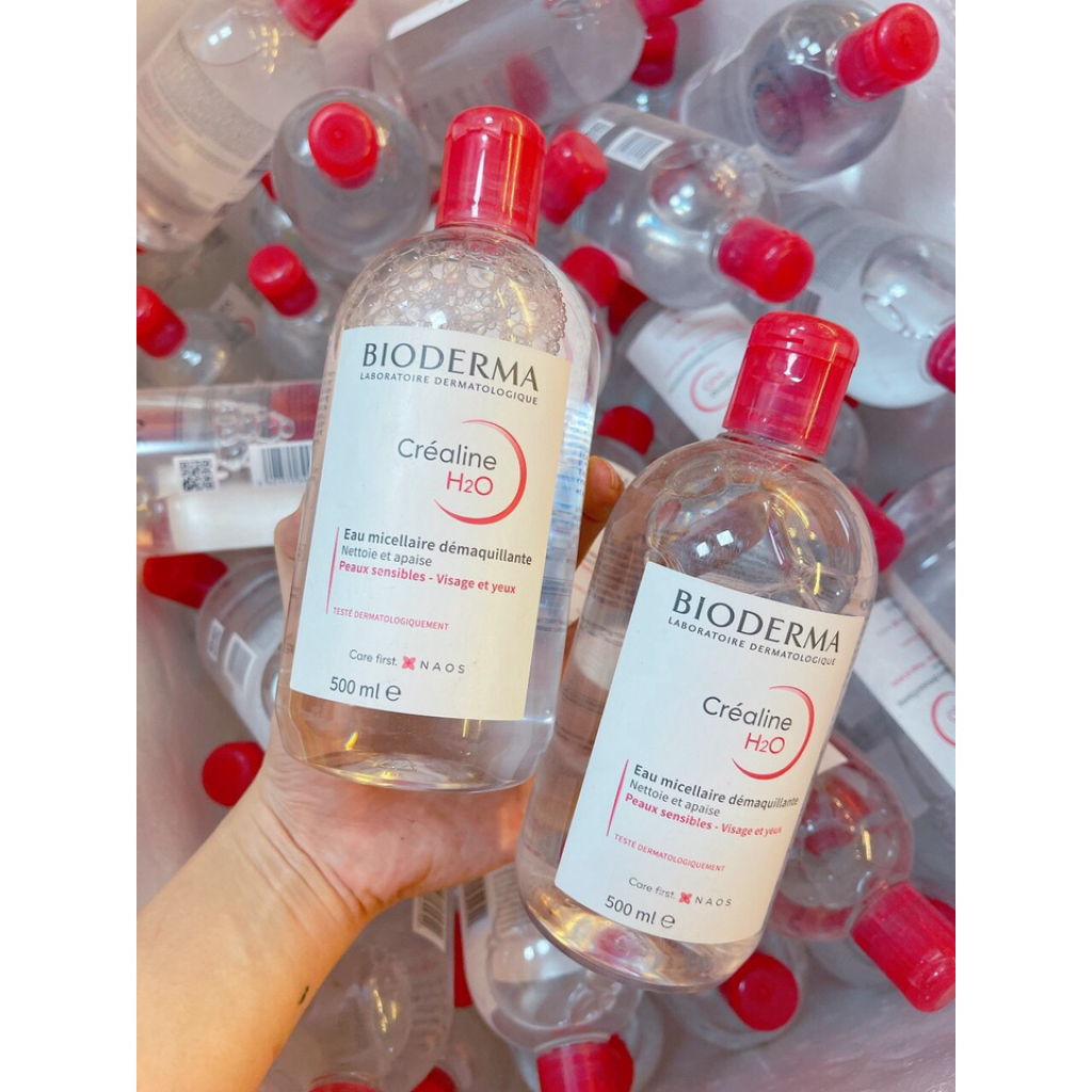 Nước Tẩy Trang Bioderma Crealine H2O Nắp Nhấn Màu Hồng Dành Cho Mọi Dạ 500ml