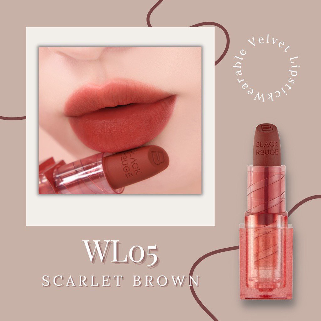 Son Thỏi Black Rouge Rose Velvet Lipstick/Son thỏi Black Rouge Wearable Velvet Lipstick 35.8g Full Màu WL01 WL02 WL03 WL04 WL05