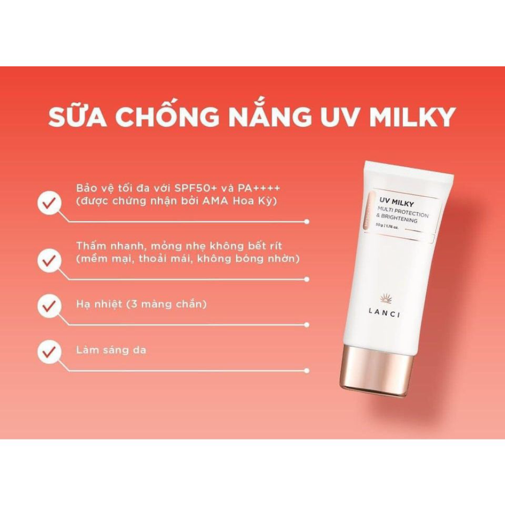 Sữa Chống Nắng Dưỡng Ẩm Và Làm Sáng Da Lanci Uv Milky Multi Protecion Brightening 50g