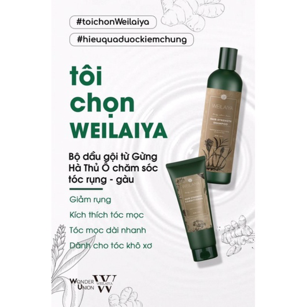 TEST MINI Dầu Gội Gừng, Gừng Hà Thủ Ô Weilaiya Giảm Rụng Tóc, Kích Mọc Tóc Nhanh Hợp Mọi Da Đầu